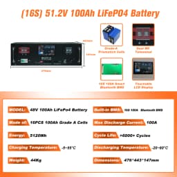 LiFePO4 48V 900Ah Lithium Battery with WiFi&Bluetooth 51.2V 100Ah 200Ah 300Ah 600Ah Solar Battery for Off-Grid RV Solar No Tax