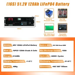 LiFePO4 48V 900Ah Lithium Battery with WiFi&Bluetooth 51.2V 100Ah 200Ah 300Ah 600Ah Solar Battery for Off-Grid RV Solar No Tax