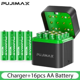 PUJIMAX AA 4255mWh Rechargeable Charging Case Charger For Batteries 1.5V Lithium Batteries Constant-Voltage Charger