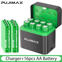 PUJIMAX AA 4255mWh Rechargeable Charging Case Charger For Batteries 1.5V Lithium Batteries Constant-Voltage Charger