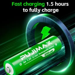 PUJIMAX AA 4255mWh Rechargeable Charging Case Charger For Batteries 1.5V Lithium Batteries Constant-Voltage Charger