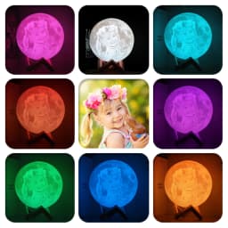 Photo/Text Custom 3D Printing Moon Lamp Night Light Customized Personalized Lunar USB Rechargeable Lamp Touch/Tap/Remote Switch