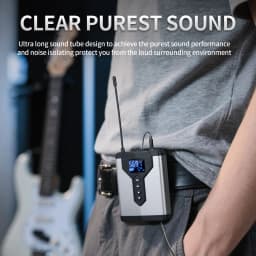 Depusheng Wireless In-Ear Monitor System Portable and Rechargeable Transmitter and Receiver for Stage Performance