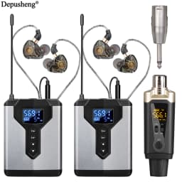 Depusheng Wireless In-Ear Monitor System Portable and Rechargeable Transmitter and Receiver for Stage Performance