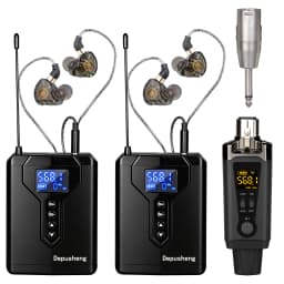 Depusheng DE4 Wireless Ear Monitor System with Transmitter Clip on Receiver Automatic Pairing In-Ear Monitoring for Studio,DJ