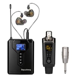 Depusheng DE4 Wireless Ear Monitor System with Transmitter Clip on Receiver Automatic Pairing In-Ear Monitoring for Studio,DJ