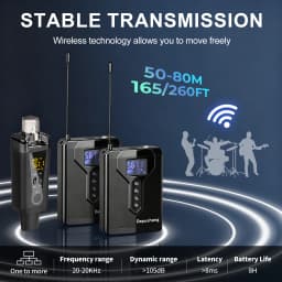 Depusheng DE4 Wireless Ear Monitor System with Transmitter Clip on Receiver Automatic Pairing In-Ear Monitoring for Studio,DJ