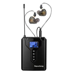 Depusheng DE4 Wireless Ear Monitor System with Transmitter Clip on Receiver Automatic Pairing In-Ear Monitoring for Studio,DJ