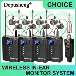 Depusheng DE4 Wireless Ear Monitor System with Transmitter Clip on Receiver Automatic Pairing In-Ear Monitoring for Studio,DJ