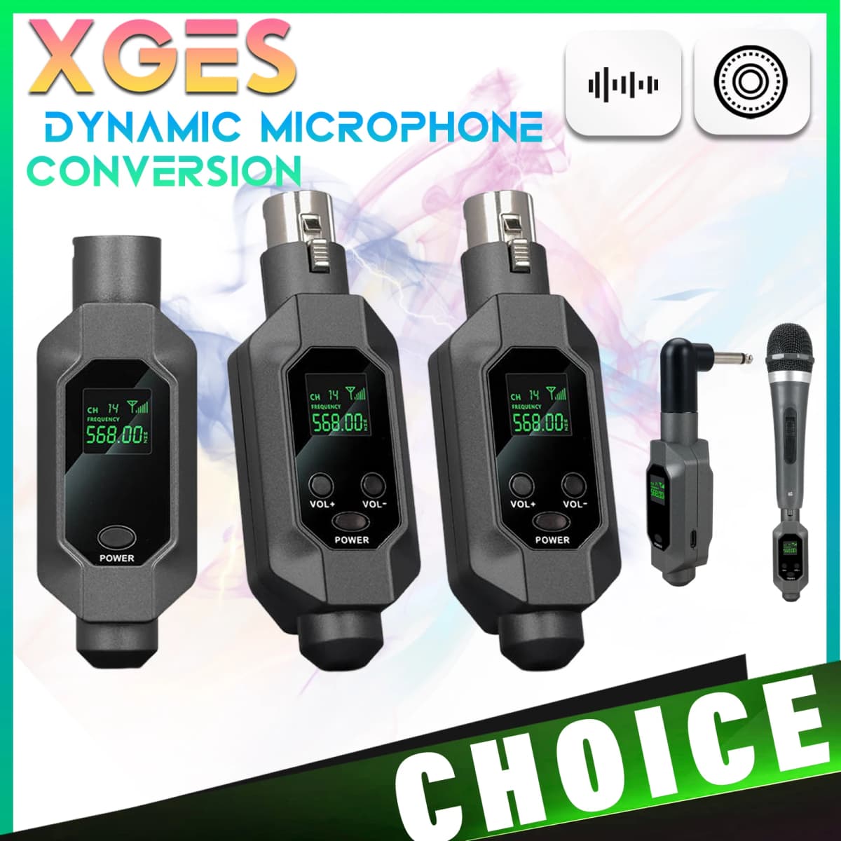 XGES Wireless Microphone Converter XLR Transmitter and Receiver Microphone Wireless System for Dynamic Microphone