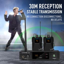 Wireless In Ear Monitor G-MARK SR100 UHF Stage Return Studio Frequency Selectable For Guitar Band Performance DJ Party