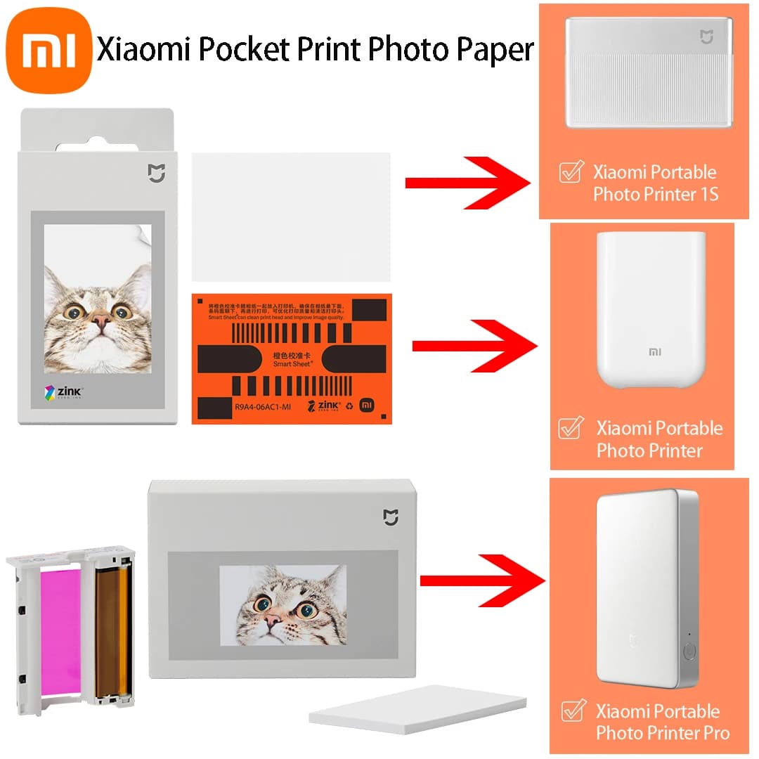 Xiaomi Portable Dye-Sublimation Photo Paper/Stickers 50 Sheets Original zink Mijia Pocket Printer Self-adhesive Photo Paper