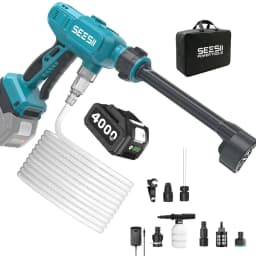 SEESII Electric High Pressure Washer Gun with 6-in-1 Nozzle & 27FT Hose 6 Gear Power Home Car Washing Water Spray Gun Handheld Power Cleaner for Makita 18V Battery Pin