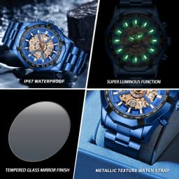 BINBOND Luxury Hollow-Out Quartz Wristwatch For Men Luminous Waterproof Men's Watch Business Sport Fashion Reloj Hommes
