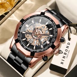 BINBOND Luxury Hollow-Out Quartz Wristwatch For Men Luminous Waterproof Men's Watch Business Sport Fashion Reloj Hommes