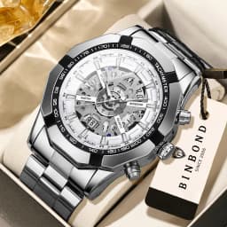 BINBOND Luxury Hollow-Out Quartz Wristwatch For Men Luminous Waterproof Men's Watch Business Sport Fashion Reloj Hommes