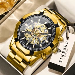 BINBOND Luxury Hollow-Out Quartz Wristwatch For Men Luminous Waterproof Men's Watch Business Sport Fashion Reloj Hommes