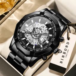 BINBOND Luxury Hollow-Out Quartz Wristwatch For Men Luminous Waterproof Men's Watch Business Sport Fashion Reloj Hommes