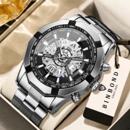 BINBOND Luxury Hollow-Out Quartz Wristwatch For Men Luminous Waterproof Men's Watch Business Sport Fashion Reloj Hommes