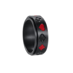 8mm Black Stainless Steel Rotatable Ring for Men Punk Vintage Lucky Playing Card Poker Mens Accessories