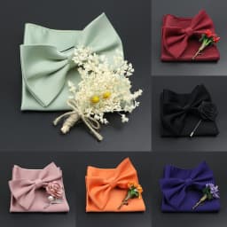 Mens Wedding Bow Tie Brooch Set Romantic Solid Color Silk Polyester Jacquard Woven Bowtie Lapel Pin Hanky Men Gifts Accessories
