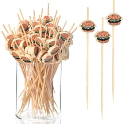 100PCS Hamburger Toothpicks Cocktail Picks Sticks Sandwiches Appetizers Cakes Dessert Drinks Fruit for Party Decoration Tools