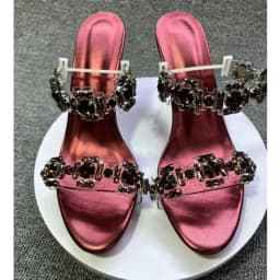 Purple Rhinestone Open Toe Stiletto Slippers Woman Summer 2026 Sliver High Heel Sandals Party Wedding Dress Shoes Fashion Pumps
