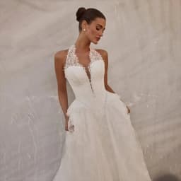 Luxury Lace Wedding Dresses for Women Halter Deep V Neck Sleeveless Ball Gown Floor Length Elegant Bridal Gowns Customized