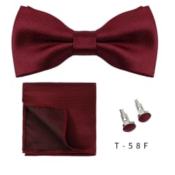 Solid Bowtie Pocket Square Cufflinks Set Business Men Neck 3pcs Bow Ties Handky Cufflinks Set Pocket Handkerchiet Accessories