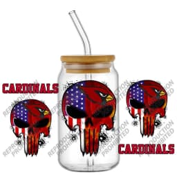 High Quality 3D Skull Sports Team Decal UV DTF Cup Wrap for 16oz Libbey Glasses Can DIY Mug Transfer Stickers