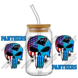 High Quality 3D Skull Sports Team Decal UV DTF Cup Wrap for 16oz Libbey Glasses Can DIY Mug Transfer Stickers