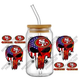 High Quality 3D Skull Sports Team Decal UV DTF Cup Wrap for 16oz Libbey Glasses Can DIY Mug Transfer Stickers