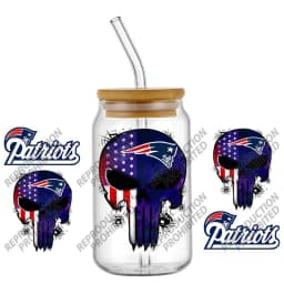 High Quality 3D Skull Sports Team Decal UV DTF Cup Wrap for 16oz Libbey Glasses Can DIY Mug Transfer Stickers