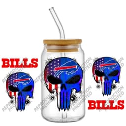 High Quality 3D Skull Sports Team Decal UV DTF Cup Wrap for 16oz Libbey Glasses Can DIY Mug Transfer Stickers