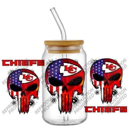 High Quality 3D Skull Sports Team Decal UV DTF Cup Wrap for 16oz Libbey Glasses Can DIY Mug Transfer Stickers