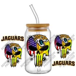 High Quality 3D Skull Sports Team Decal UV DTF Cup Wrap for 16oz Libbey Glasses Can DIY Mug Transfer Stickers