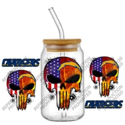 High Quality 3D Skull Sports Team Decal UV DTF Cup Wrap for 16oz Libbey Glasses Can DIY Mug Transfer Stickers