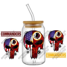 High Quality 3D Skull Sports Team Decal UV DTF Cup Wrap for 16oz Libbey Glasses Can DIY Mug Transfer Stickers