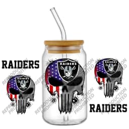 High Quality 3D Skull Sports Team Decal UV DTF Cup Wrap for 16oz Libbey Glasses Can DIY Mug Transfer Stickers