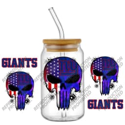 High Quality 3D Skull Sports Team Decal UV DTF Cup Wrap for 16oz Libbey Glasses Can DIY Mug Transfer Stickers