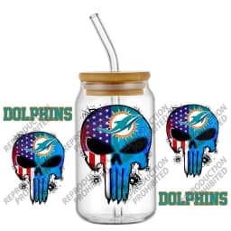 High Quality 3D Skull Sports Team Decal UV DTF Cup Wrap for 16oz Libbey Glasses Can DIY Mug Transfer Stickers