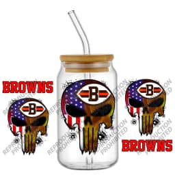High Quality 3D Skull Sports Team Decal UV DTF Cup Wrap for 16oz Libbey Glasses Can DIY Mug Transfer Stickers