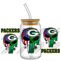 High Quality 3D Skull Sports Team Decal UV DTF Cup Wrap for 16oz Libbey Glasses Can DIY Mug Transfer Stickers