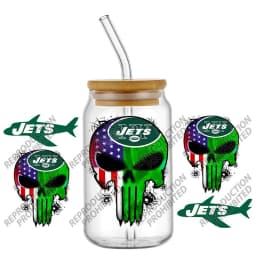 High Quality 3D Skull Sports Team Decal UV DTF Cup Wrap for 16oz Libbey Glasses Can DIY Mug Transfer Stickers