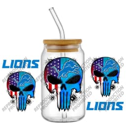 High Quality 3D Skull Sports Team Decal UV DTF Cup Wrap for 16oz Libbey Glasses Can DIY Mug Transfer Stickers