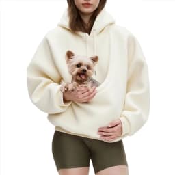 Solid Color Women Kangaroo Hoodie Sweatshirt with Pet Pocket Cat Dog Bag Carrier Comfortable Unisex Hooded Sweatshirt