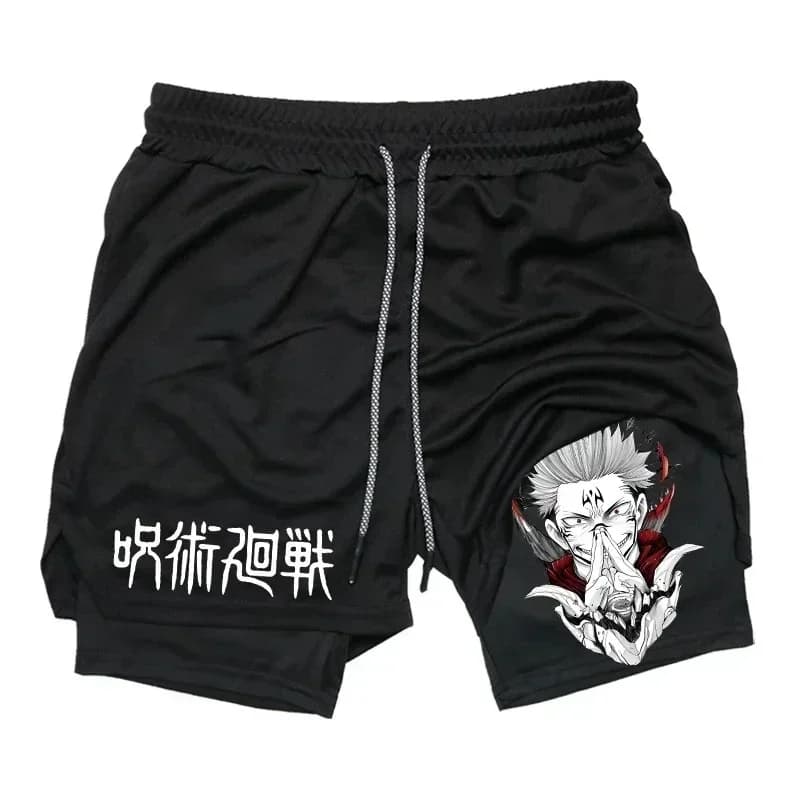 2026 Summer Jujutsu Kaisen Men's Cosplay Shorts Double-layer Two-in-one Shorts Quick-drying Fake Two-piece Unisex Shorts