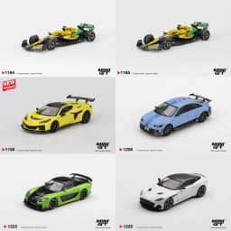 MINI GT 1:64 MCL38 #4 L.Norris / #81 O.Piastri 2024 Hyundai RN22e RX-7 VeilSide DBS ZR1 Diecast Model Car