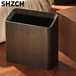 Walnut Finish Extra Large Trash Can Dual Layer Slim High Capacity Waste Bin for Kitchen Bathroom