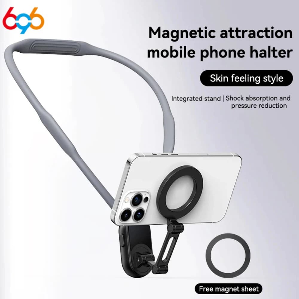 Silicone Magnetic Neck Halter Mobile Phone Holder For IPhone 16 15 14 13 For Huawei For Samsung FOR Xiaomi Selfie Stand Bracket